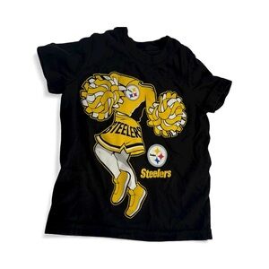 NFL Girls Black and Gold Steelers Cheerleader Tee Size 2T 100% Cotton